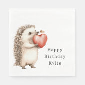 Serviette En Papier Hedgehog Apple Coeur Anniversaire (Devant)