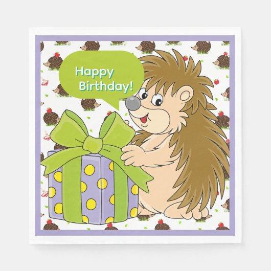Serviette En Papier Hedgehog Birthday (Devant)
