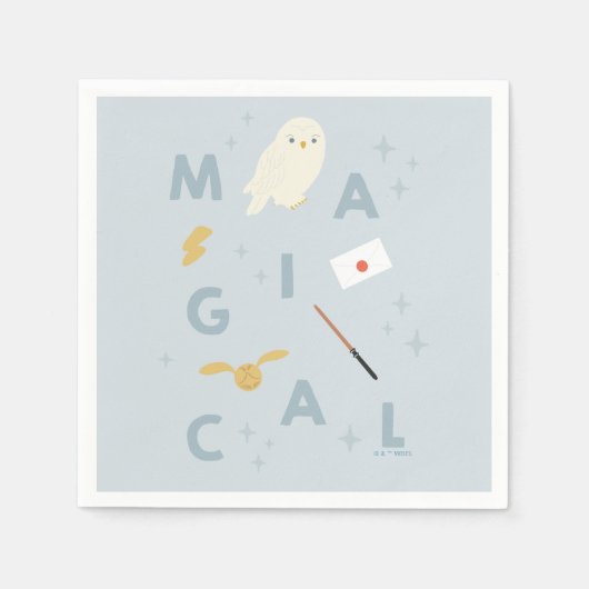 Serviette En Papier Hedwigh "magique" typographie graphique (Devant)