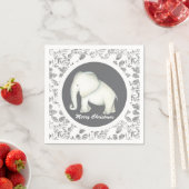 Serviette En Papier Héléphant blanc brillant d'argent Noël (En situation)