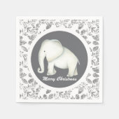 Serviette En Papier Héléphant blanc brillant d'argent Noël (Devant)