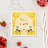Serviette En Papier Héléphants mariages indiens haldes jaunes (En situation)
