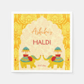 Serviette En Papier Héléphants mariages indiens haldes jaunes (Devant)