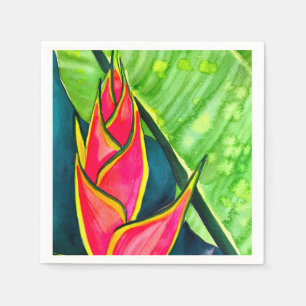 Serviette En Papier Hélicoptère aquarelle fleur tropicale