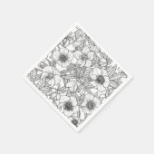 Serviette En Papier Hellebores en noir et blanc (Coin)