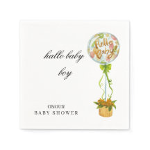 Hello Baby Boy Baby Shower Napkins – Soft Elegant 