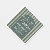 Serviette En Papier Hello Baby Dark Green Stripes Baby Shower (Coin)