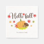 Serviette En Papier Hello Fall Pumpkin and Mushrooms Autumn  (Devant)