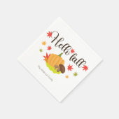 Serviette En Papier Hello Fall Pumpkin and Mushrooms Autumn  (Coin)