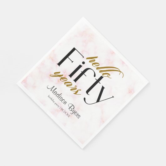 Serviette En Papier Hello Fifty Chic Marble 50e fête d'anniversaire (Coin)