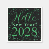 Serviette En Papier Hello New Year! New Year's Eve Green Black Sparkle (Devant)