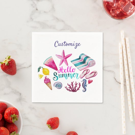 Serviette En Papier Hello Summer (En situation)