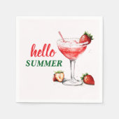 Serviette En Papier Hello Summer | Strawberry Cocktail Paper Napkins (Devant)