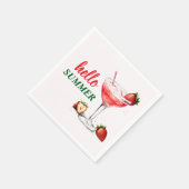 Serviette En Papier Hello Summer | Strawberry Cocktail Paper Napkins (Coin)