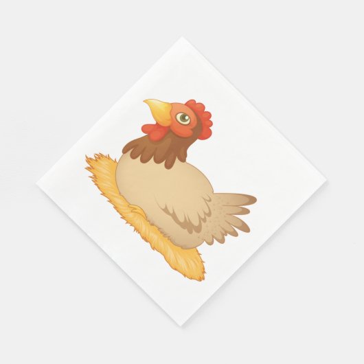 Serviette En Papier Hen assis sur le nid mûre animal de ferme (Coin)