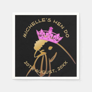 Serviette En Papier Hen dans la Couronne rose Bachelorette