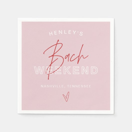 Serviette En Papier HENLEY Moderne rose rouge Retro Bachelorette (Devant)