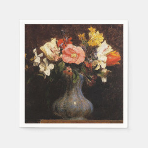 Serviette En Papier Henri Fantin-Latour, Fleurs, Camelias, Tulipes