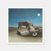 Serviette En Papier Henri Rousseau Dormir Gitan Lion Peinture (Devant)