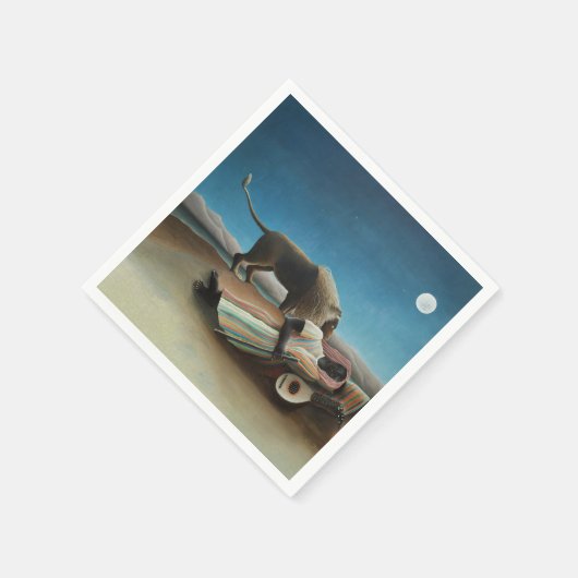 Serviette En Papier Henri Rousseau Dormir Gitan Lion Peinture (Coin)