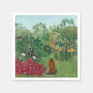Serviette En Papier Henri Rousseau - Forêt tropicale avec singes