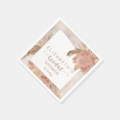 Serviette En Papier Herbe Boho Pampas | Fête des mariées Hydrangeas (Coin)