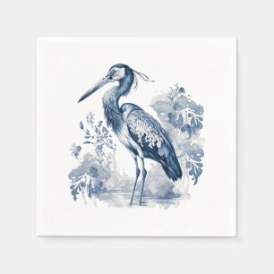 Serviette En Papier Herbe d'art de style Delft bleu et blanc avec fleu