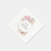 Serviette En Papier Herbe des Pampas et Orchidées Roses Floral Tropica (Coin)