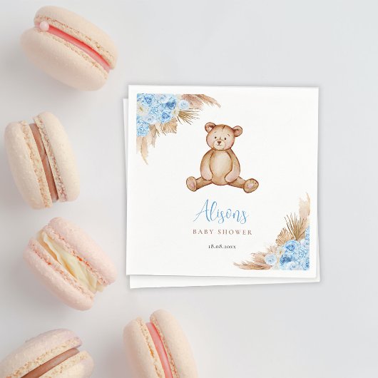 Serviette En Papier Herbe Pampas Ours Teddy