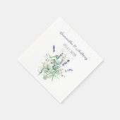 Serviette En Papier Herbes d'aquarelle Lavender Eucalyptus violet (Coin)