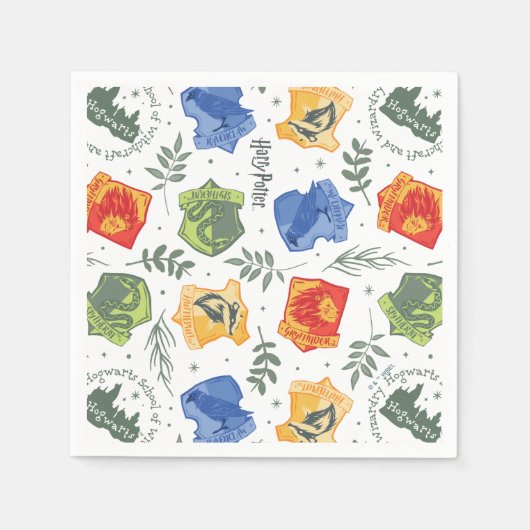 Serviette En Papier Hérbologie magique HOGWARTS™ Maisons Motif (Devant)