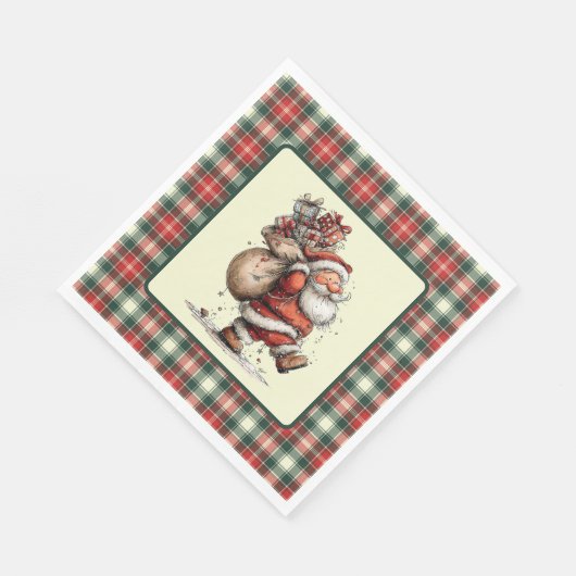 Serviette En Papier Here Comes Santa Claus  (Coin)