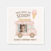 Serviette En Papier Here Comes the Scoop! | Pink Ice Cream Truck Photo (Devant)