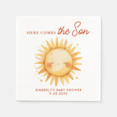 Serviette En Papier Here Comes The Son Cute Sunshine Boho Baby Shower (Devant)