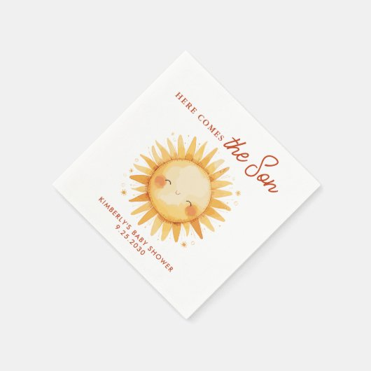 Serviette En Papier Here Comes The Son Cute Sunshine Boho Baby Shower (Coin)