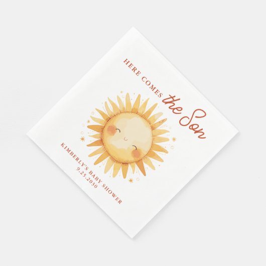 Serviette En Papier Here Comes The Son Sunshine Cute Boho Baby Shower (Coin)