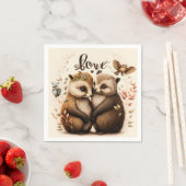 Serviette En Papier hérisson amoureux (En situation)