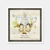 Serviette En Papier Hérisson animal forestier Baby shower Teepee Boho (Devant)