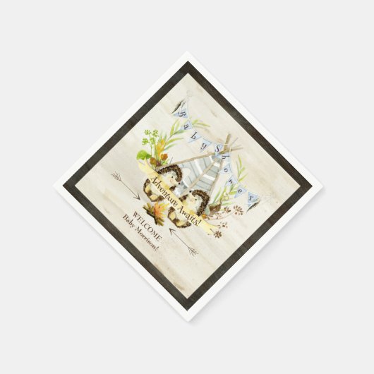 Serviette En Papier Hérisson animal forestier Baby shower Teepee Boho (Coin)