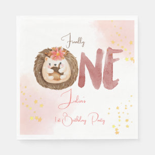Serviette En Papier Hérisson aquarelle premier anniversaire