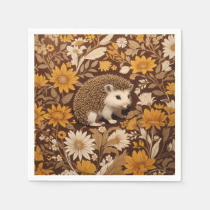 Serviette En Papier Hérisson Brown Floral William Morris Inspiré