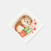 Serviette En Papier Hérisson Cactus Chedgehog Aquarelle (Coin)