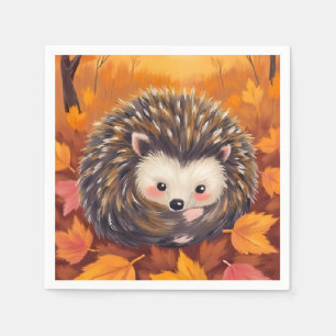Serviette En Papier Hérisson d'automne Peinture aquarelle d'animal