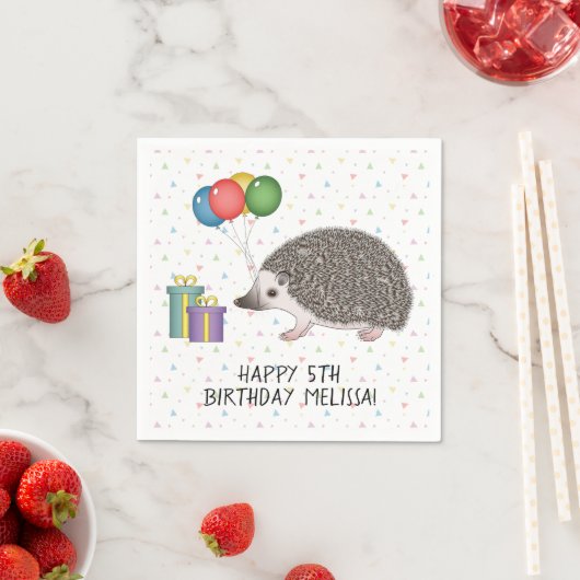 Serviette En Papier Hérisson de Pygmée africaine - Joyeux anniversaire (En situation)