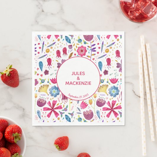 Serviette En Papier Hérisson Fleurs sauvages (En situation)