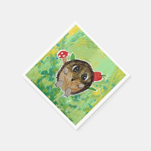 Serviette En Papier Hérisson Mignon (Coin)