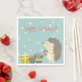 Serviette En Papier Hérisson mignon avec présentants | Noël (En situation)