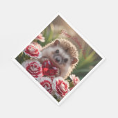 Serviette En Papier Hérisson mignon de janvier avec cœur de grenat (Coin)