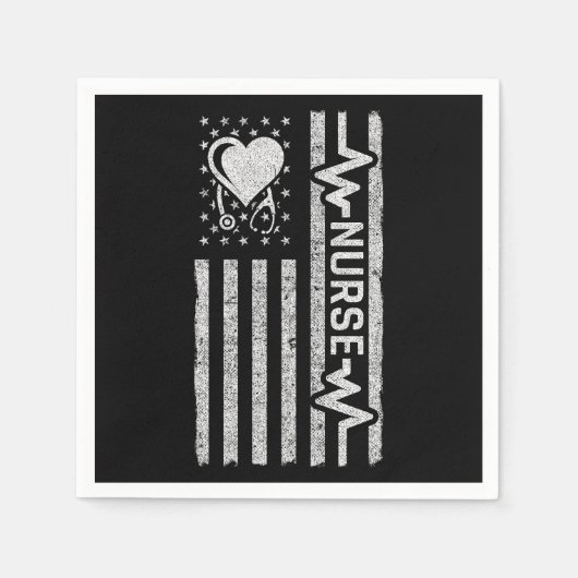 Serviette En Papier Héros américain Drapeau Héros Coeur Infirmière App (Devant)