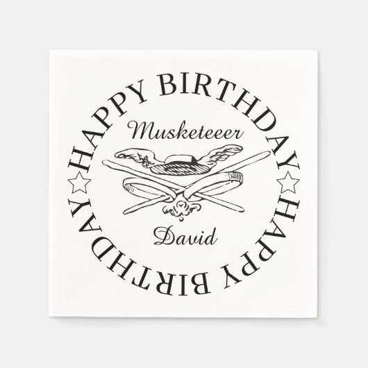 Serviette En Papier Héros de mousquetaire joyeuse fête d'anniversaire  (Devant)